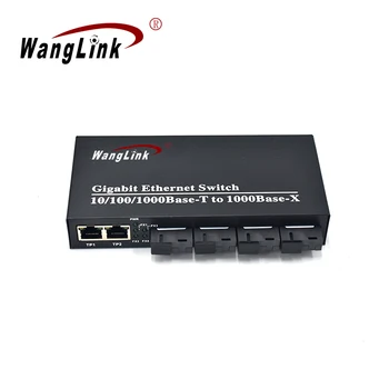 Wanglink 4FO 2RJ45 Гигабитный 20 км 1,25 Г 4SC Волокно + 2 10/100/1000 М Ethernet в волоконно-оптический медиаконвертер