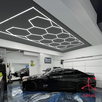 Потолочные светодиодные светильники для мастерской с Шестигранной Детализацией, Освещение автомобильных магазинов и Гаражей в виде Сот